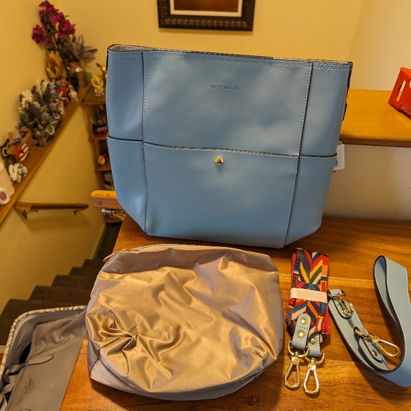 Bostonten Leather Tote Bucket Bag - Picture 2 of 7